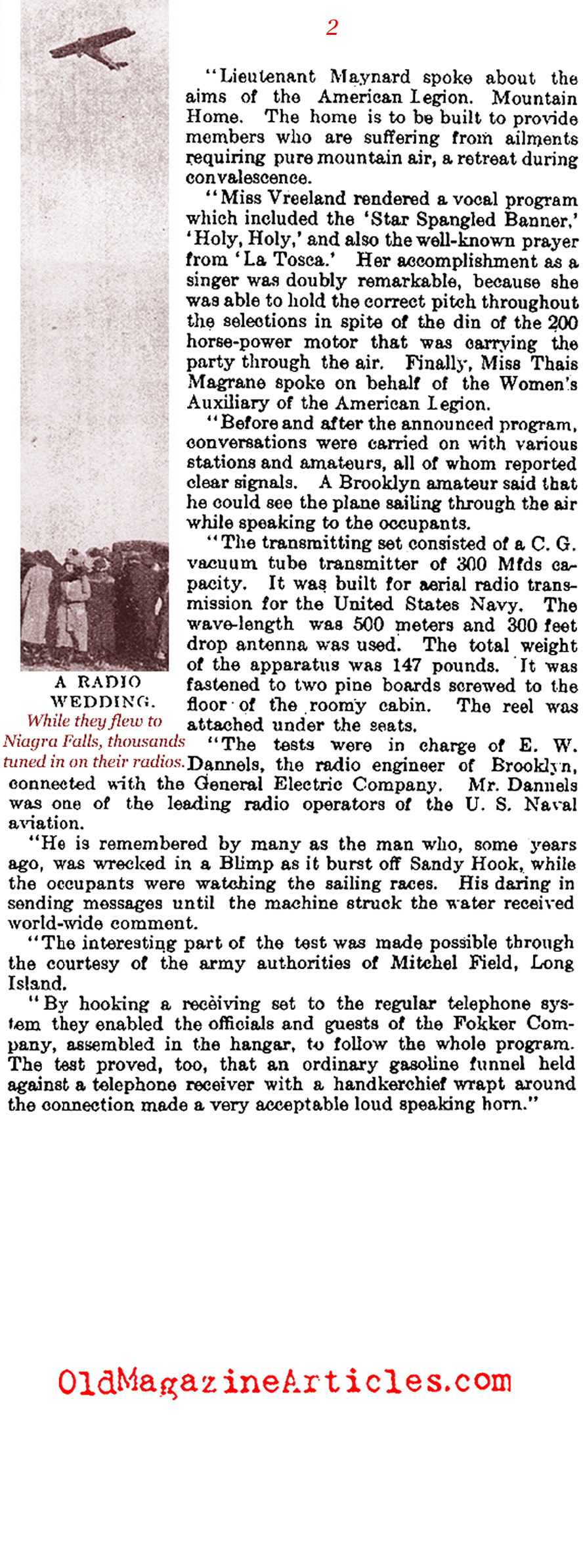 Just Another Airborne Wedding Ceremony (Literary Digest, 1922)